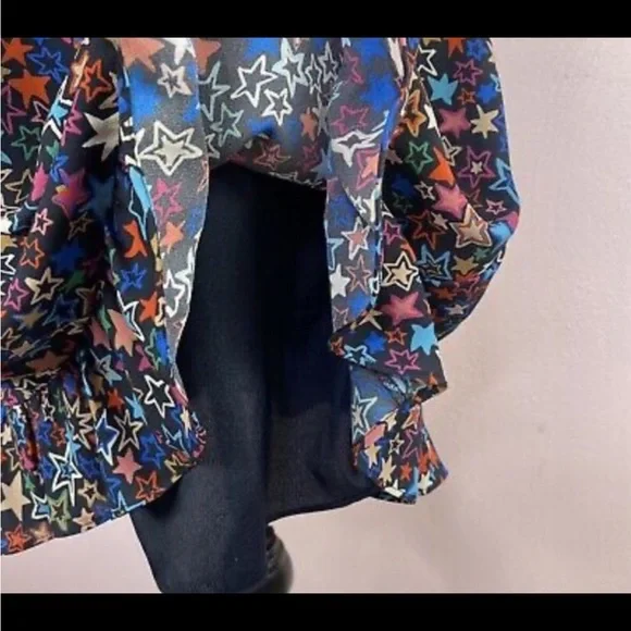 J. Crew Kaleidoscope Stars One Shoulder Dress Blue Multi Bow Ruffle - Picture 9 of 9